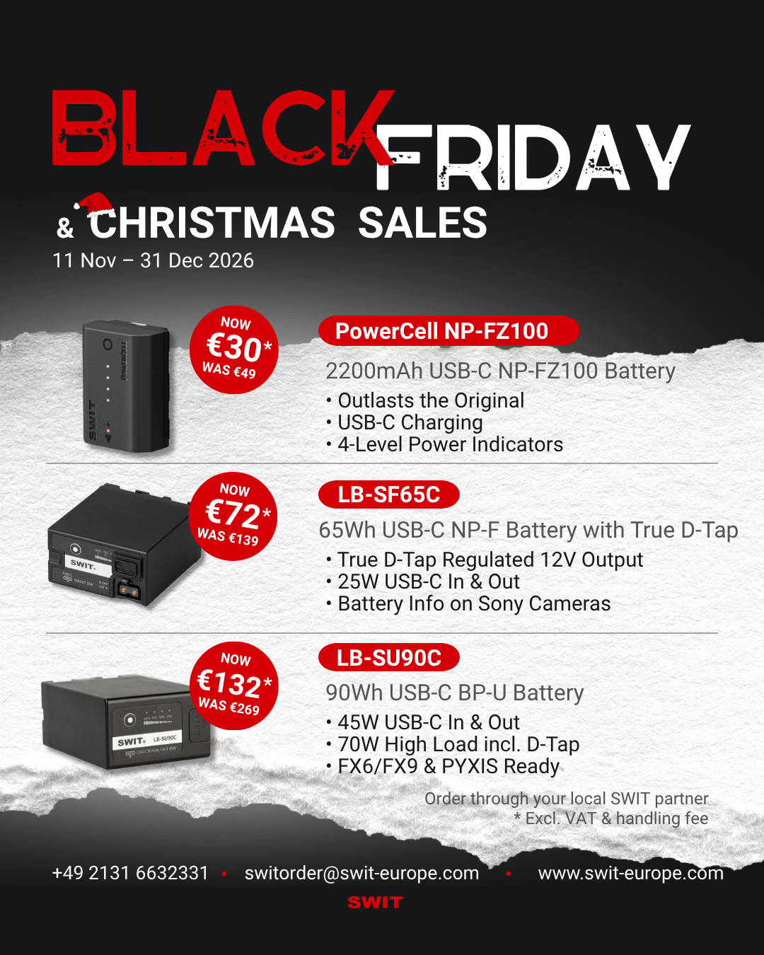 PowerCell NP-FZ100- LB-SF65C - LB-SU90C — Black Friday and Christmas 2026 promotion