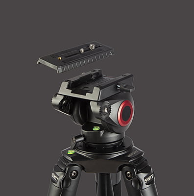 MUF100C | Carbon-fiber Camera Tripod KIT, with SWIT TH100 Fluid Video Head, 10kg Payload, Soft Bag