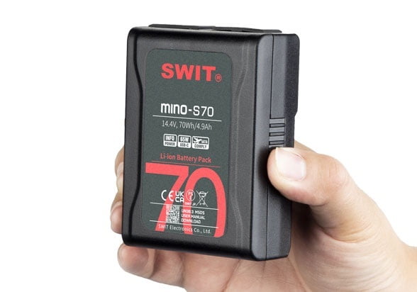 Mino-S70 | USB-C, tiny size with 70Wh pocket mini battery, USB-A/USB-C/D-tap, V-Mount, also ideal for long term use or high power draw lights