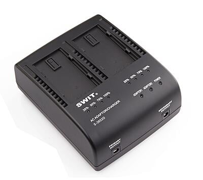 S-3602D | 2x2A DV charger compatible to Panasonic VBD/VBR/CGA  series