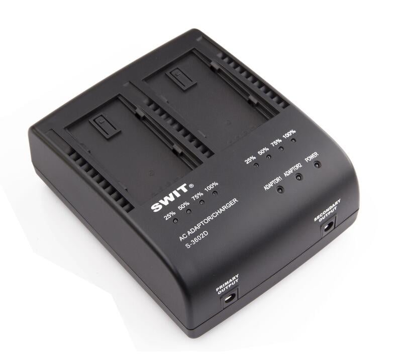 S-3602D | 2x2A DV charger compatible to Panasonic VBD/VBR/CGA  series