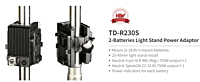 TD-R230S | 750W Super High load 48V/24V  Flexible Stand-mounted Adaptor for dual batterieS, V-mount