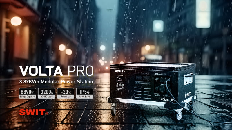 VOLTA PRO | 8890Wh 2x2400W@AC 3x15A@48V-DC DC Professional Waterproof Robust Modular Battery with fast AC/Solar charging